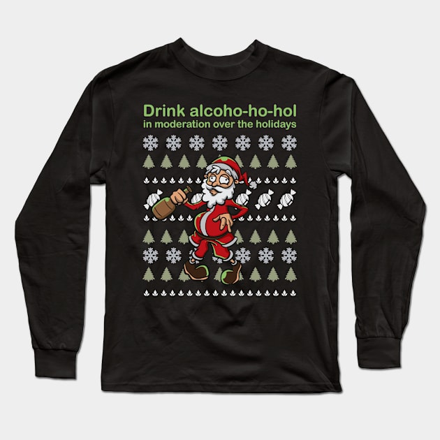 Drunk Santa Claus Funny Christmas Drinking Gift Long Sleeve T-Shirt by TellingTales